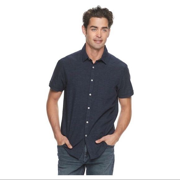 ✨HP✨Linen Short Sleeve ButtonDown Shirt✨ - Picture 1 of 4